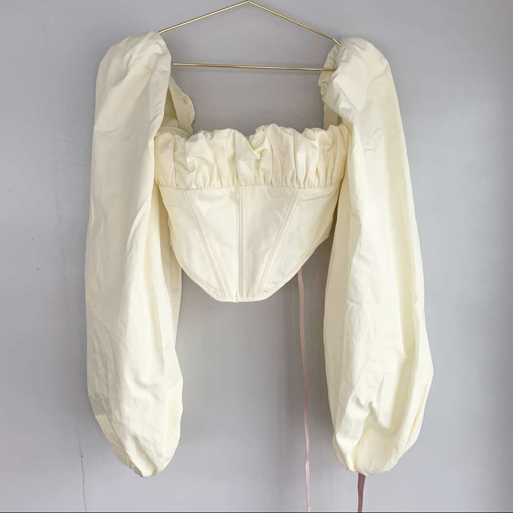 House of CB Miriam Balloon Sleeve Corset Top Yellow Extra Small NWT